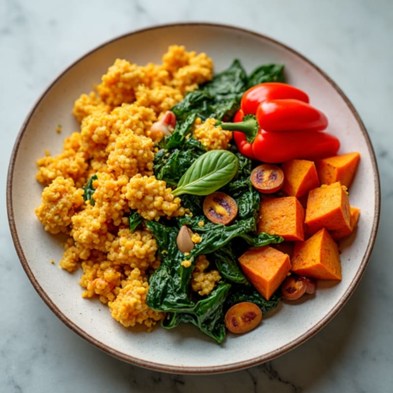Tofu Scramble Power Bowl with Roasted Sweet Potatoes