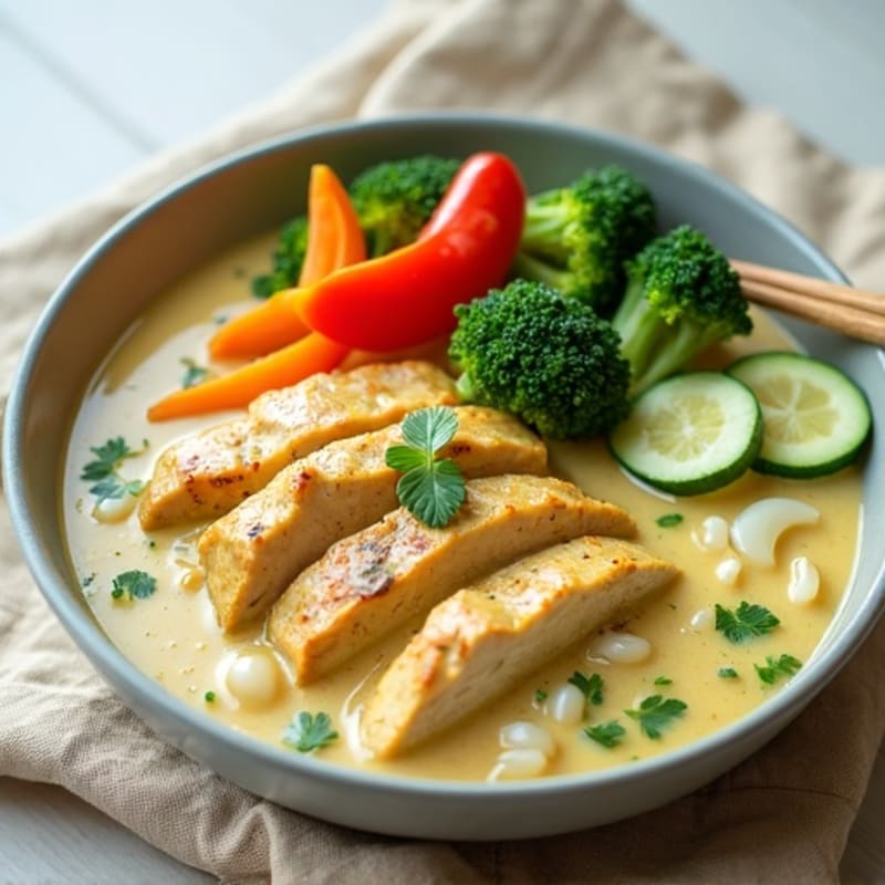 Creamy Coconut Green Curry Chicken with Fresh Vegetables