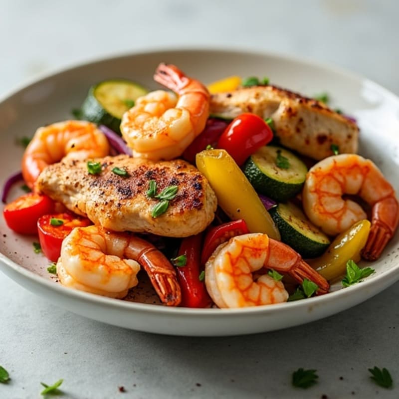 Spicy Chicken and Shrimp with Hearty Vegetables