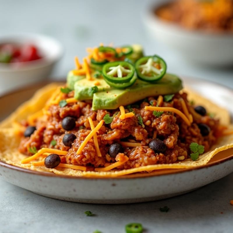 Spicy Pulled Pork Loaded Crispy Baked Tortilla Chips