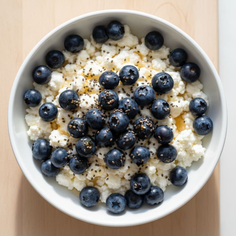Cottage Cheese and Berry Bowl with Chia Seeds