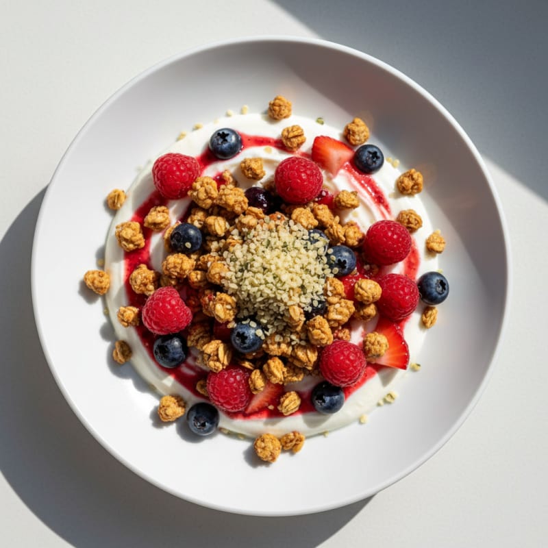Greek Yogurt Parfait with Mixed Berries and Protein Granola
