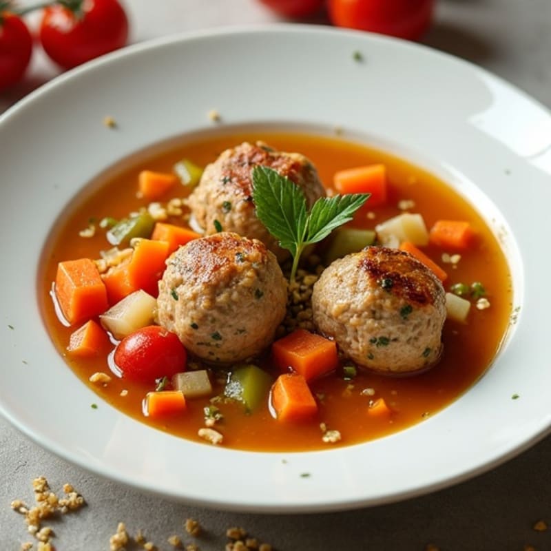 Herb-Spiced Turkey Meatball Soup with Garden Vegetables