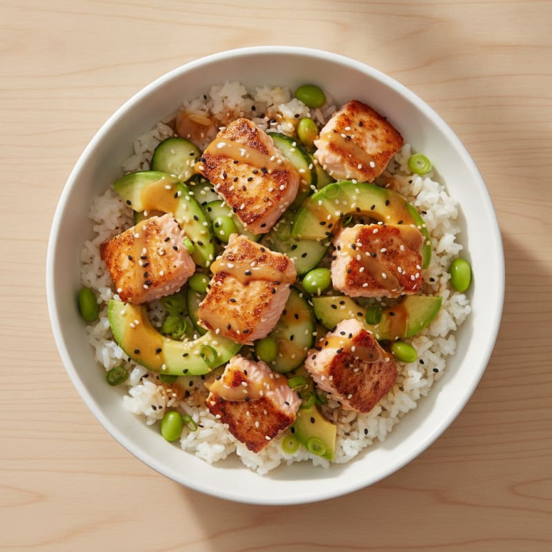 Salmon Sushi Rice Bowl with Avocado