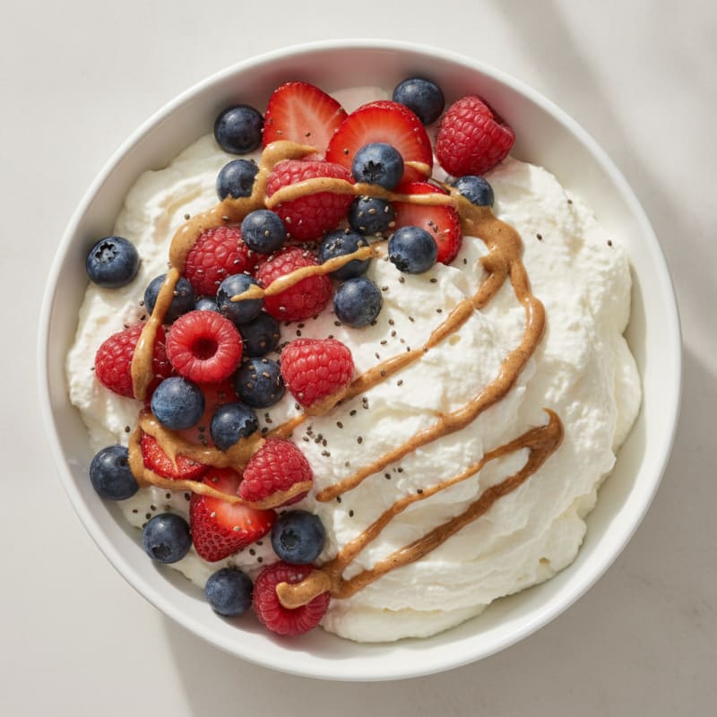 Silky Greek Yogurt Protein Mousse with Mixed Berries