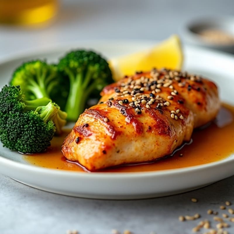 Ginger-Sesame Glazed Chicken with Crispy Broccoli