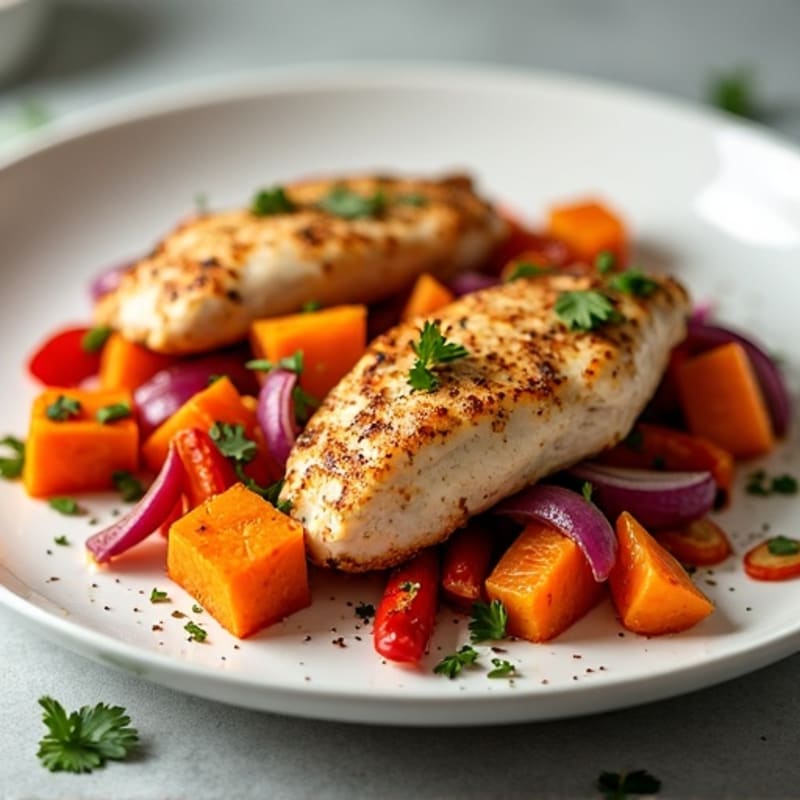 Sheet Pan Chicken and Sweet Potato Hash