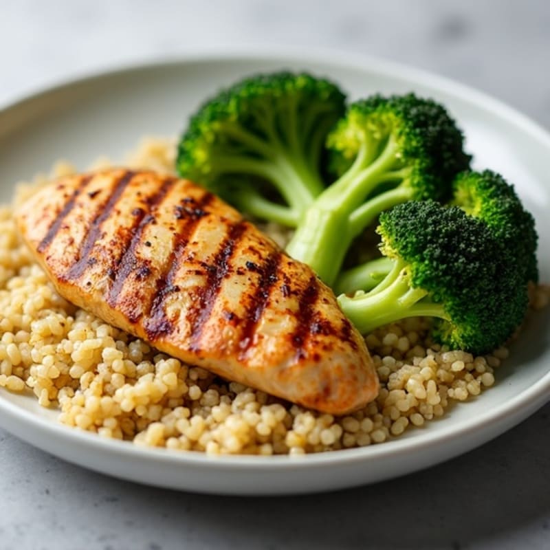 Grilled Chicken Breast with Roasted Broccoli and Quinoa