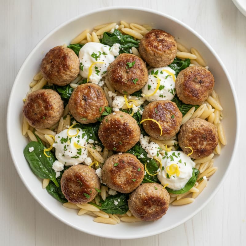 Lamb Meatballs with Lemon-Herb Orzo