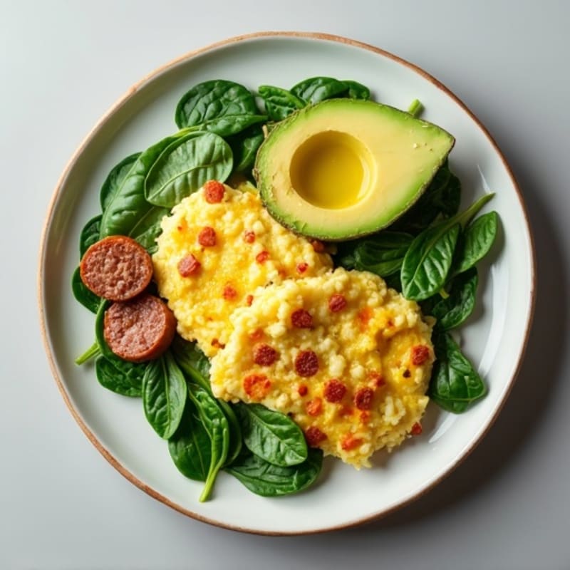 Egg White Scramble with Spinach and Turkey Sausage