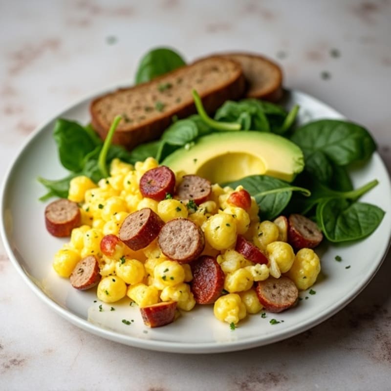 Egg White and Turkey Sausage Scramble with Spinach