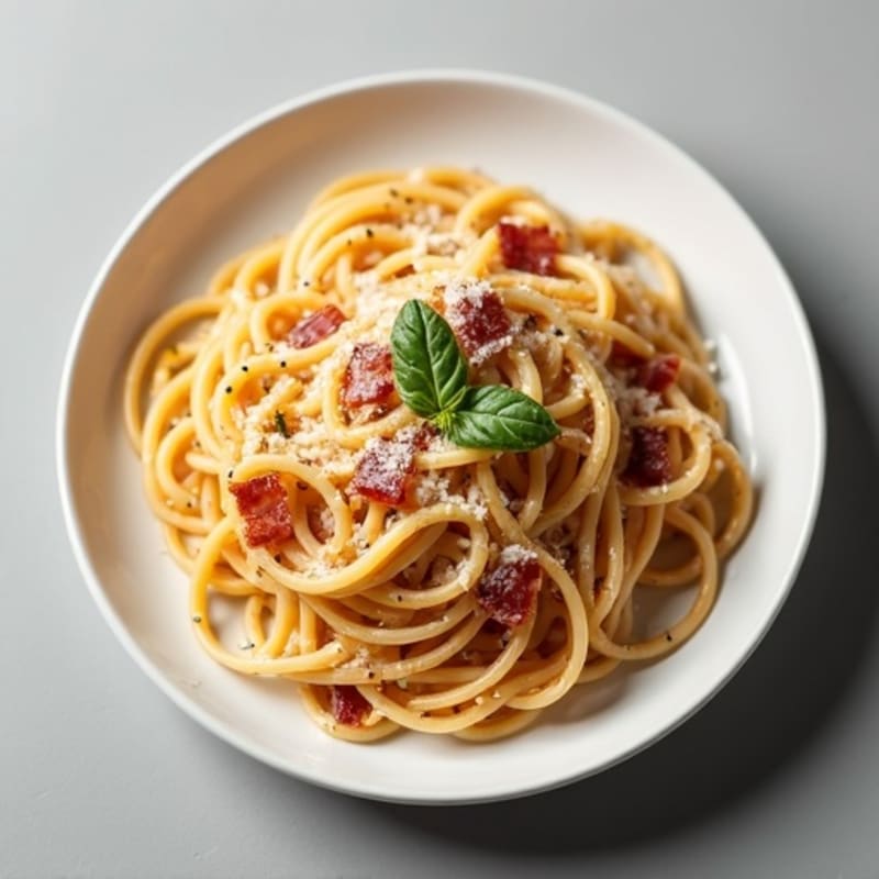 Creamy Lean Turkey Bacon Carbonara with Whole Wheat Spaghetti