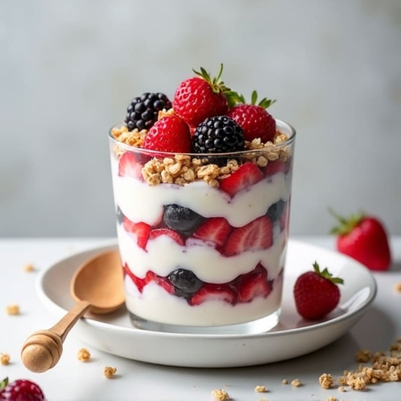 Greek Yogurt Protein Parfait with Mixed Berries