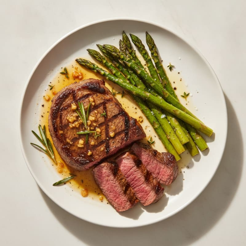 Garlic Herb Rump Steak with Roasted Asparagus