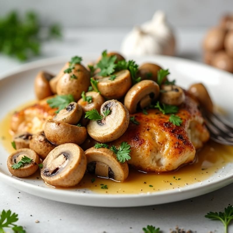 Roasted Garlic Butter Mushrooms with Chicken Breast