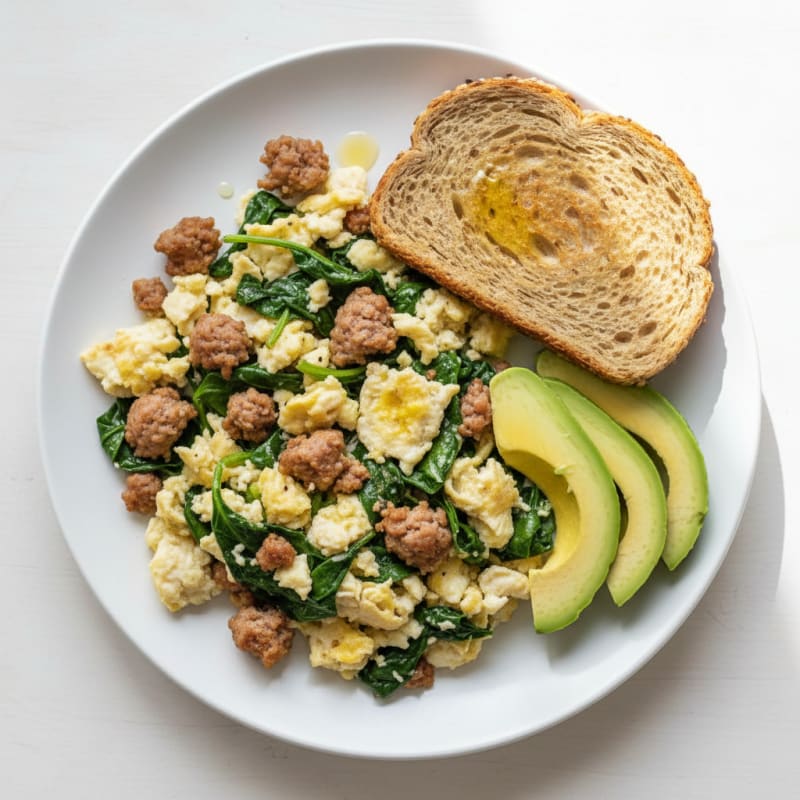 Egg White and Turkey Sausage Scramble with Spinach