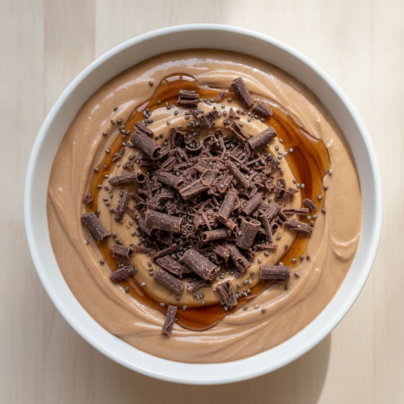 Silky Greek Yogurt Protein Pudding with Dark Chocolate Shavings