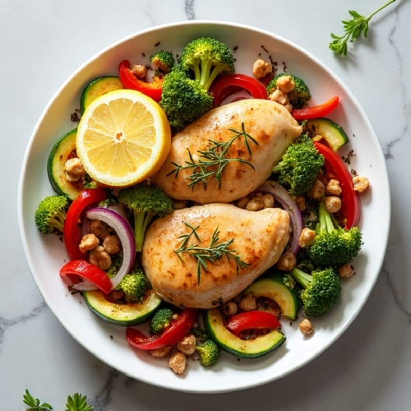 Sheet Pan Lemon Herb Chicken with Roasted Crispy Vegetables