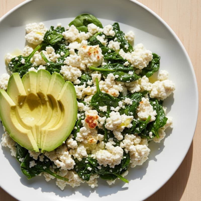 Egg White and Cottage Cheese Scramble with Spinach