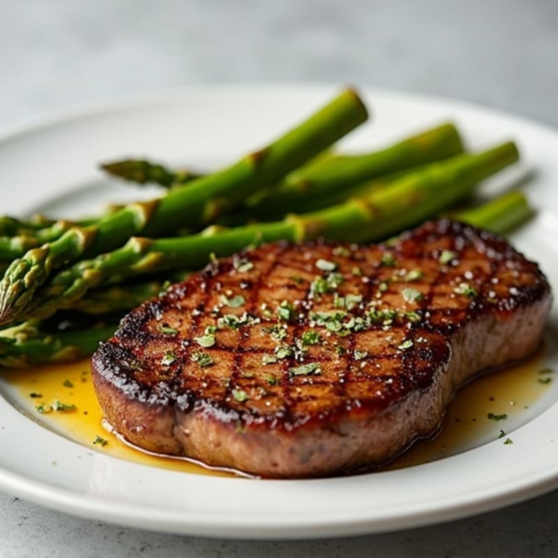 Pan-Seared Ribeye with Crispy Roasted Asparagus
