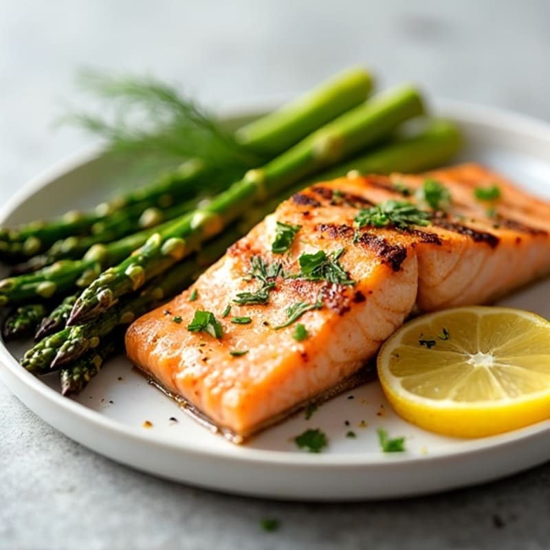 Lemon Herb Grilled Salmon with Roasted Asparagus