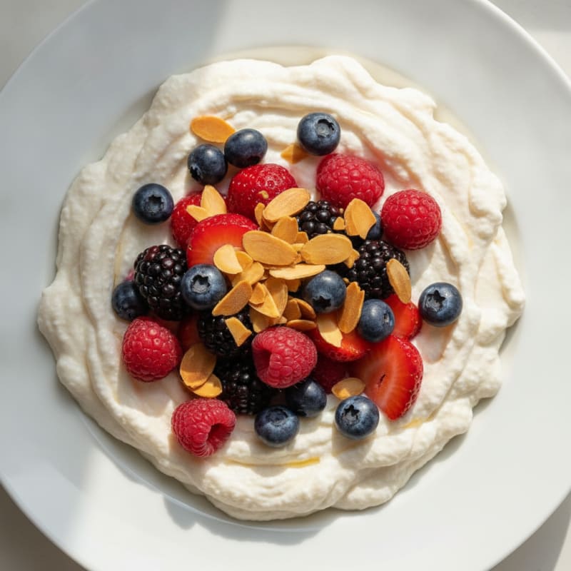 Greek Yogurt Protein Mousse with Mixed Berries