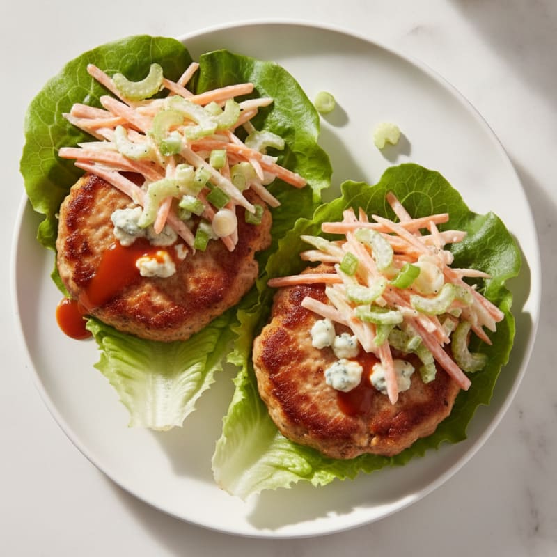 Buffalo Blue Cheese Burgers with Celery Slaw