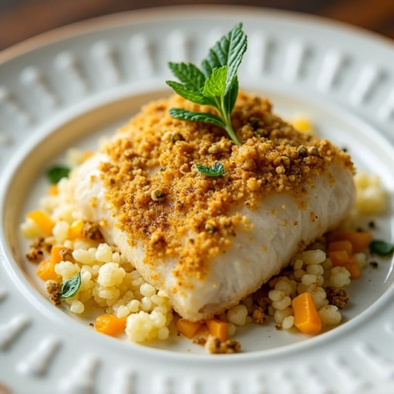 Crispy Pistachio-Crusted Cod with Citrus Cauliflower Rice