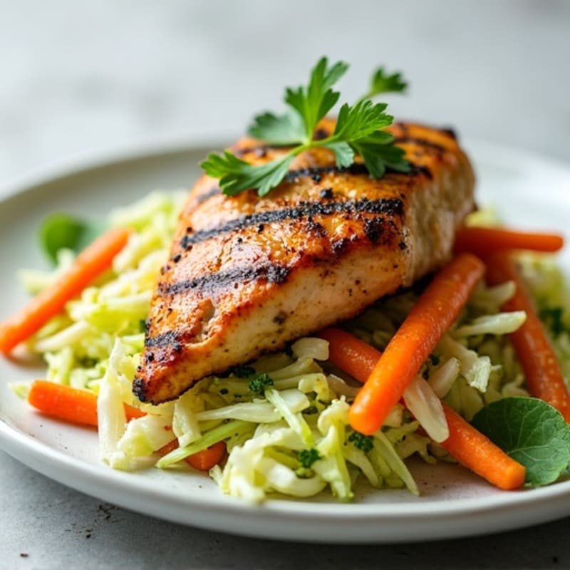 Grilled Chicken Breast with Crunchy Cabbage Slaw