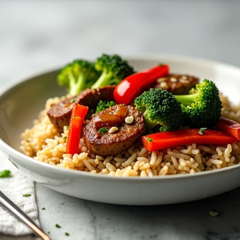 Garlic-Ginger Beef Stir-Fry with Brown Rice
