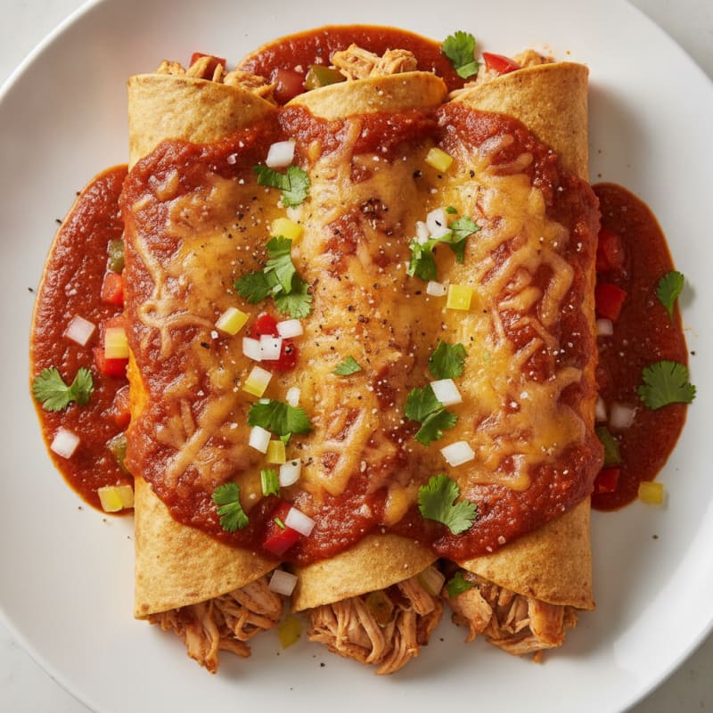 Chicken Enchiladas with Red Chili Sauce