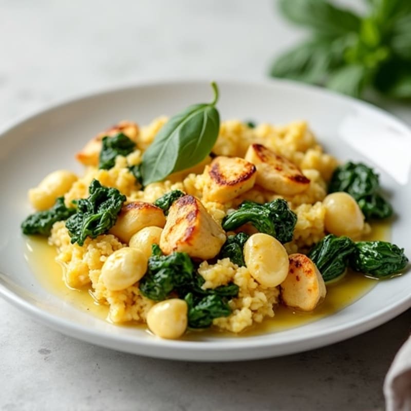 Egg White Scramble with Grilled Chicken and Spinach