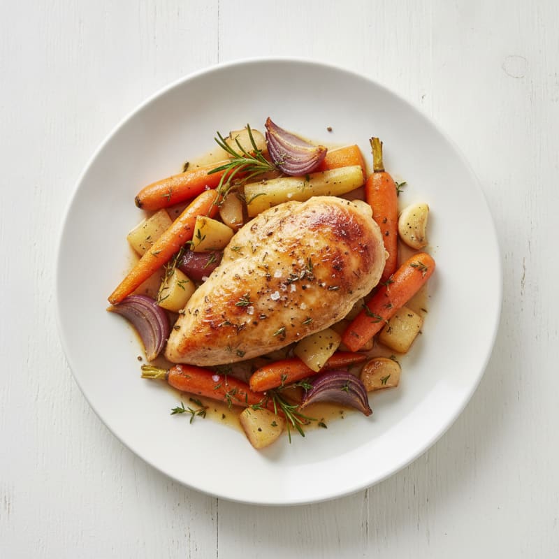 Garlic Herb Roasted Chicken with Root Vegetables