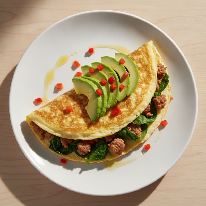 Egg White Omelette with Turkey Sausage and Spinach
