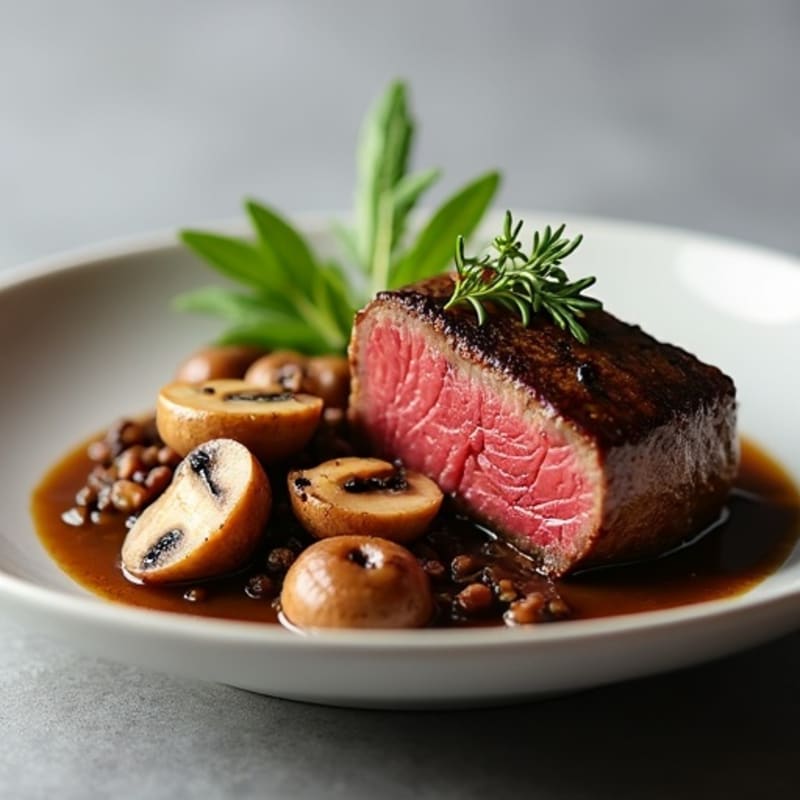Lean Beef Tenderloin with Savory Mushroom Duxelles