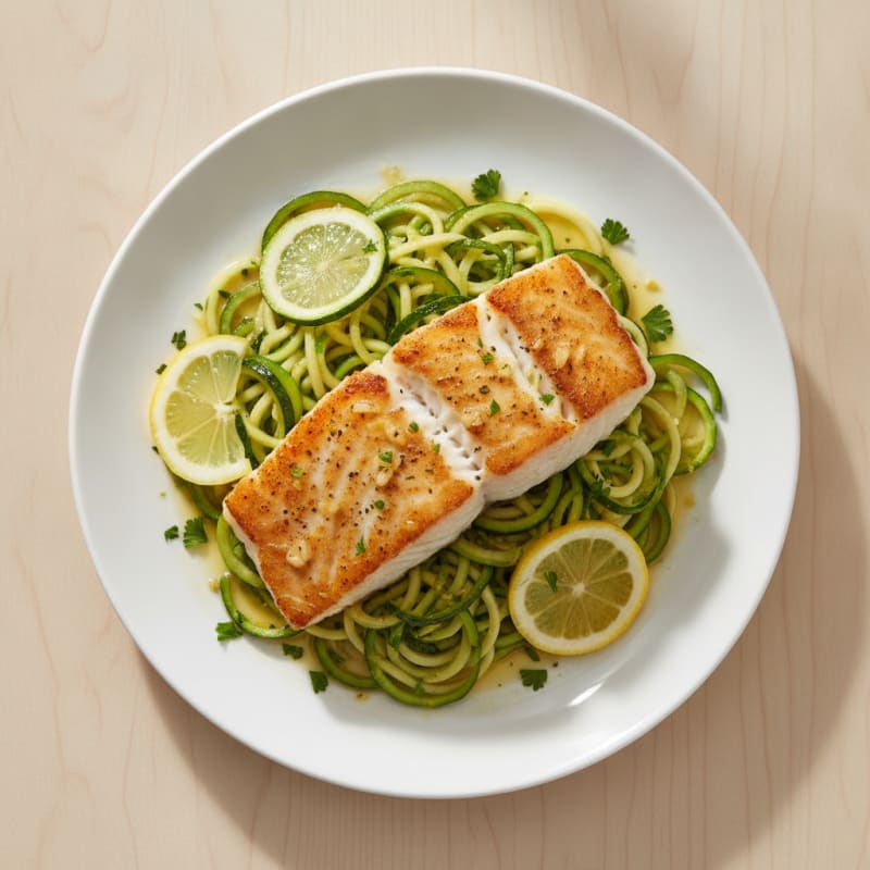 Seared Cod with Zucchini Noodles