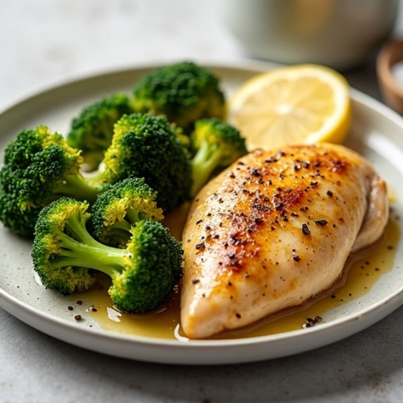 Lemon Garlic Roasted Chicken with Crispy Roasted Broccoli