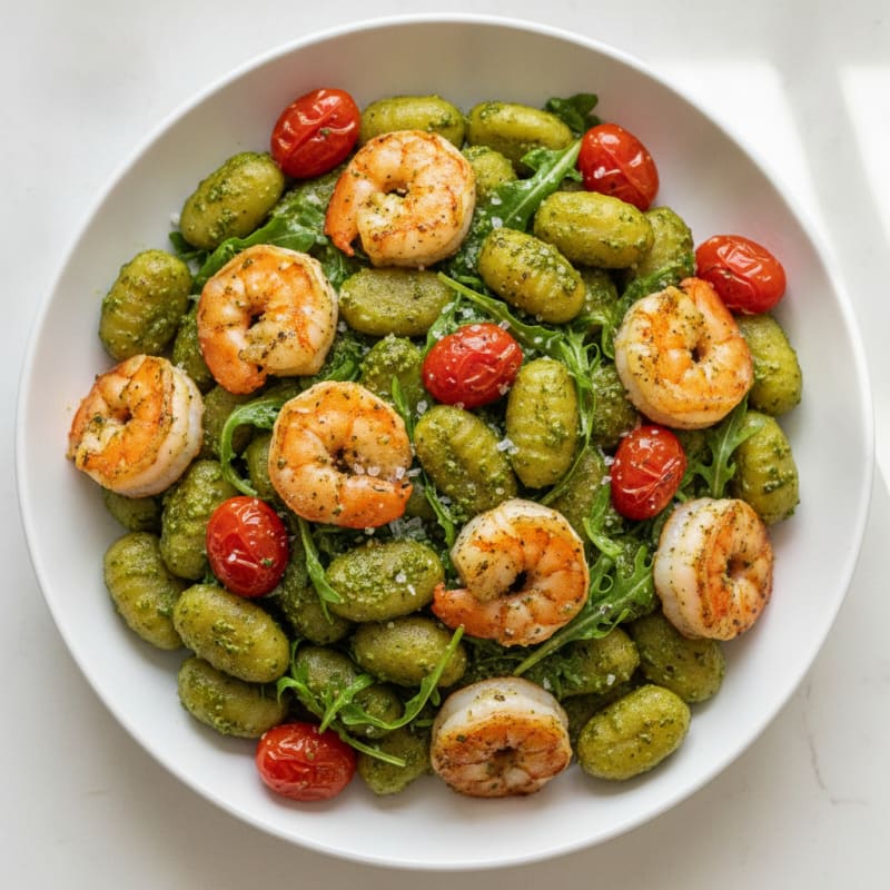 Shrimp and Gnocchi with Arugula Pesto