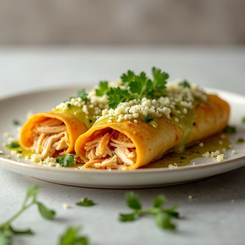 Salsa Verde Shredded Chicken Enchiladas