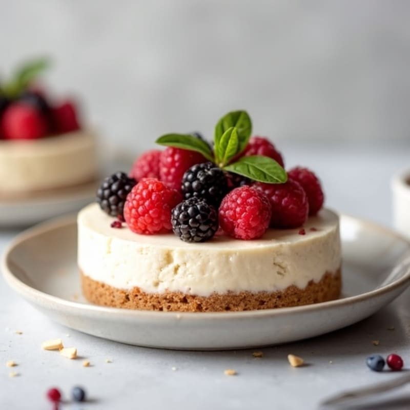 Greek Yogurt Protein Cheesecake with Mixed Berries