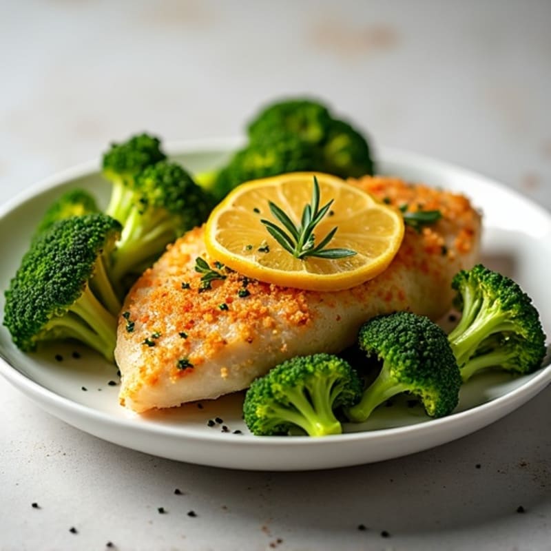 Crispy Lemon Herb Chicken with Roasted Broccoli