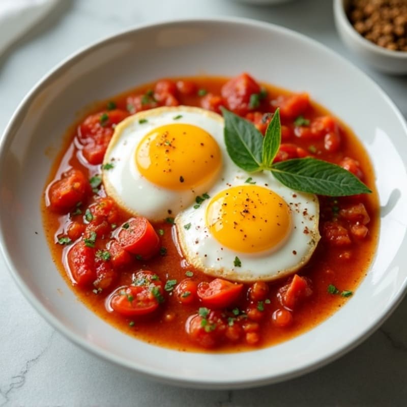 Spiced Tomato and Bell Pepper Poached Eggs