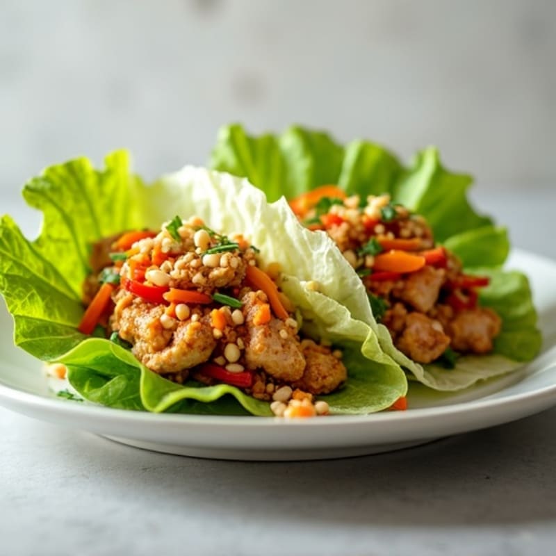 Spicy Peanut Chicken Lettuce Wraps with Crunchy Veggies
