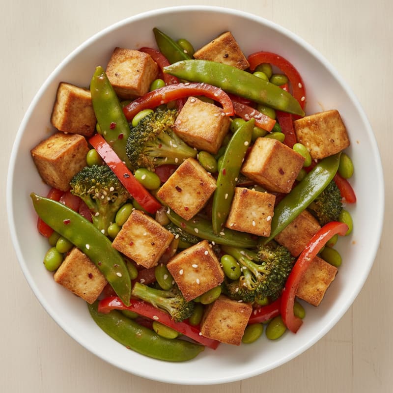 Sesame Tofu Stir-Fry with Mixed Vegetables