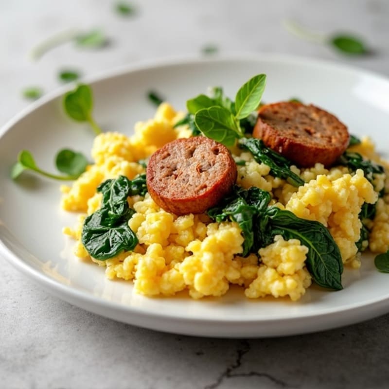 Egg White Scramble with Spinach and Turkey Sausage