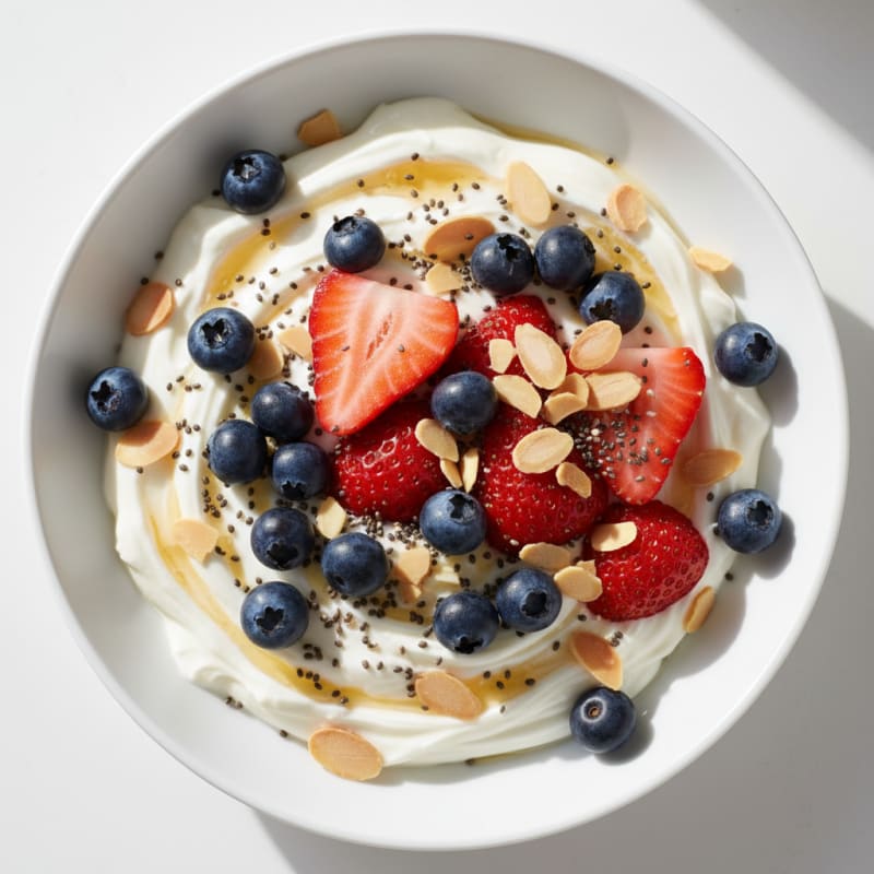 Creamy Greek Yogurt Protein Bowl with Berries and Almonds