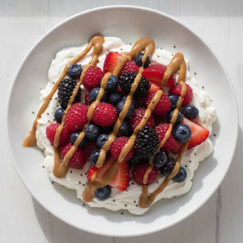 Silky Greek Yogurt Protein Pudding with Mixed Berries