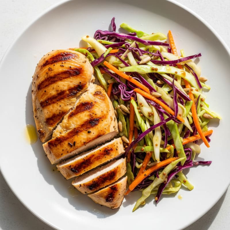 Grilled Chicken Breast with Crunchy Cabbage Slaw