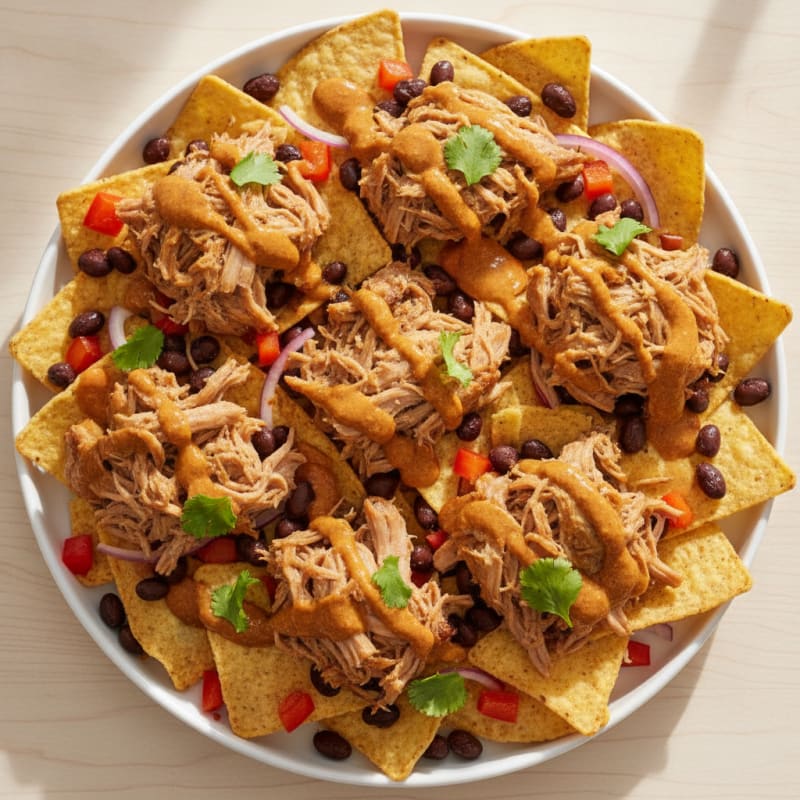 Pulled Pork Nachos with Creamy Chipotle Sauce