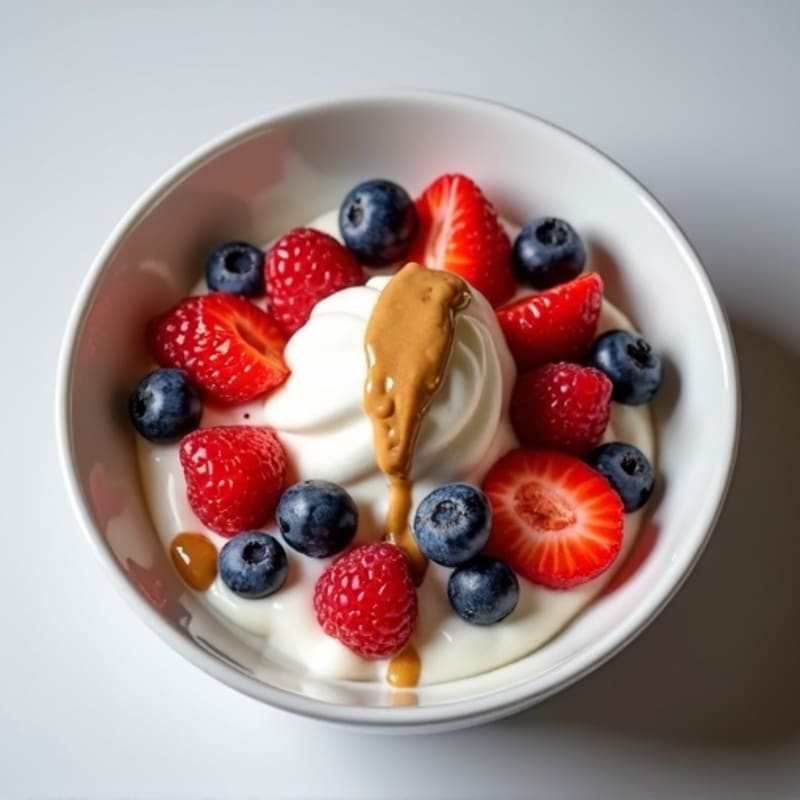 Greek Yogurt Protein Bowl with Mixed Berries and Almond Butter